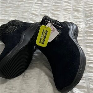 Skechers Black Slip-On Fleece-Lined Ankle Boots